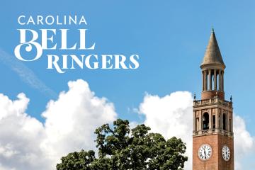 Bell Tower photo with Carolina Bell Ringers logo atop