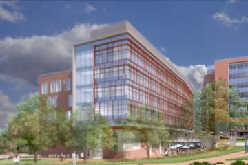 Architectural rendering of the School of Nursing's new building