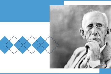 Graphic with Carolina blue argyle and a black and white portrait of Horace Williams.