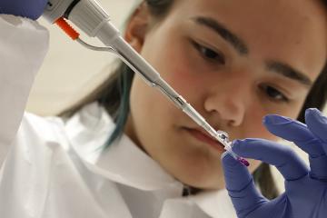 Student working in lab.