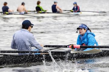Karen Jordan calling for the UNC crew team as coxswain.
