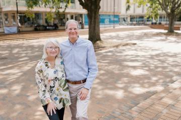 Frank and Ellen Proctor standing on the steps of the Pit.