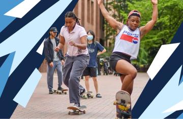 Louise Hoff taking on skateboard