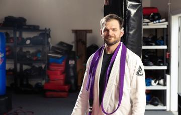 Veteran Justin Ball faces the camera