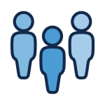 Stylized depiction of 3 people standing next to each other icon