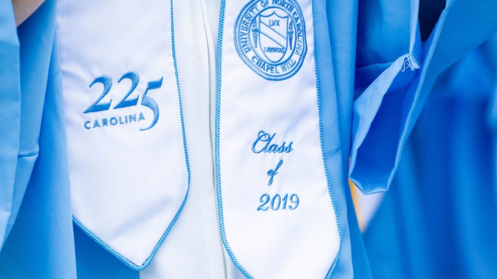 Close-up view of the Class of 2019 graduation shawl