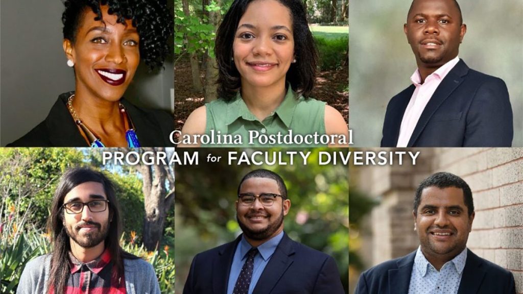 Collage of fellows awarded by the Carolina Postdoctoral Program For Faculty Diversity