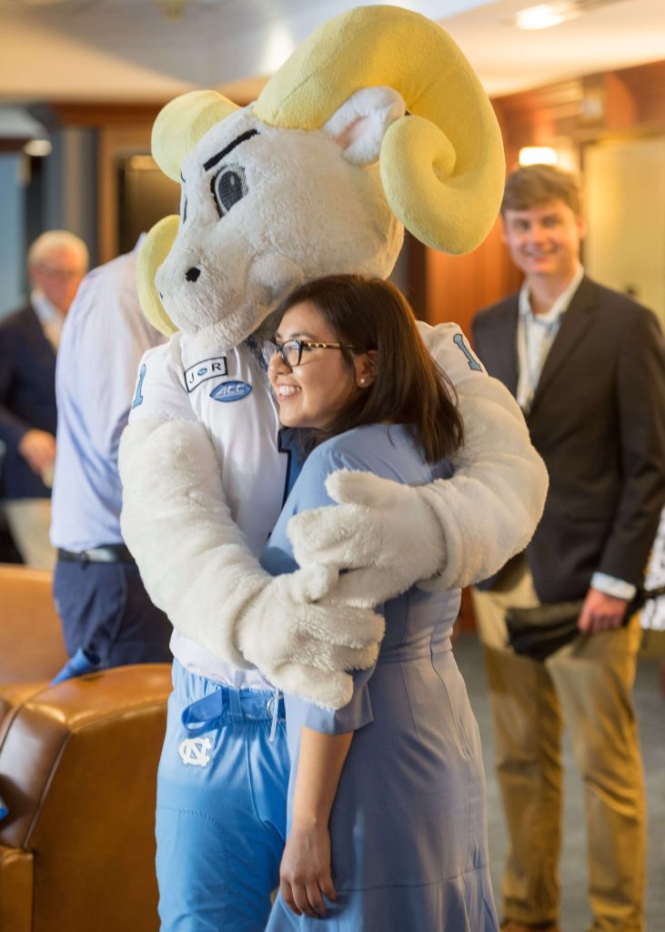 Scholarship students and Rameses mascot at the 2019 Celebrating Scholarships event