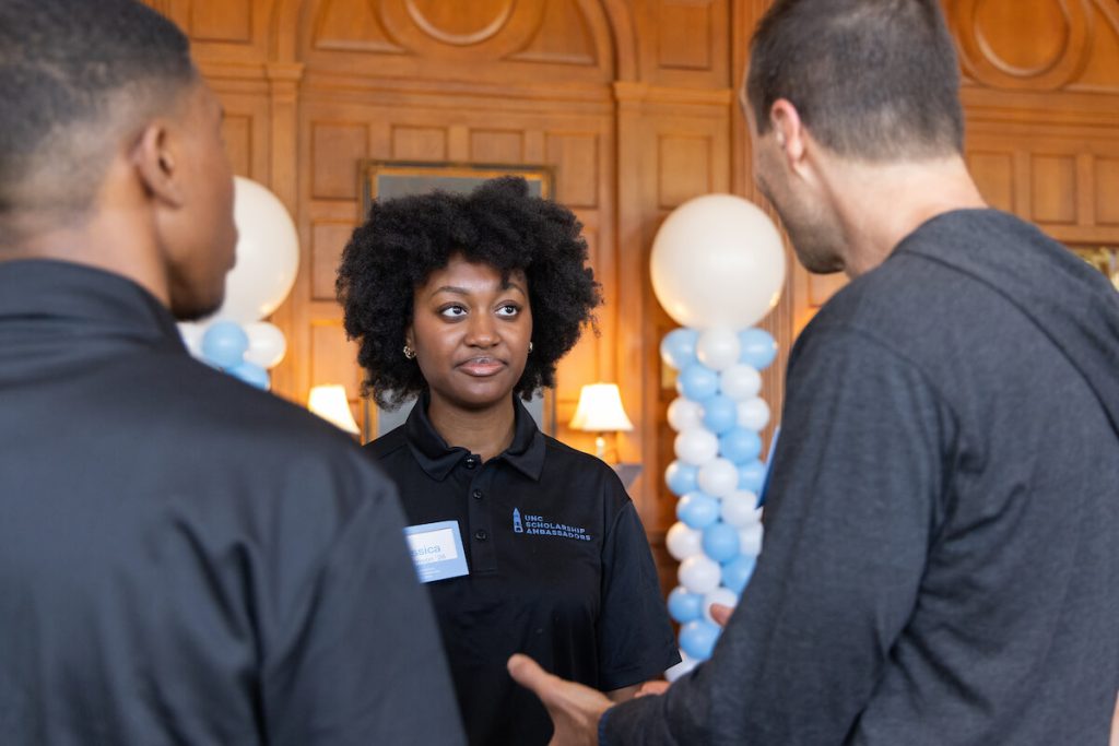 Scholarship students and scholarship donors interact at the 2024 Scholarship Celebration in Graham Memorial Hall. 